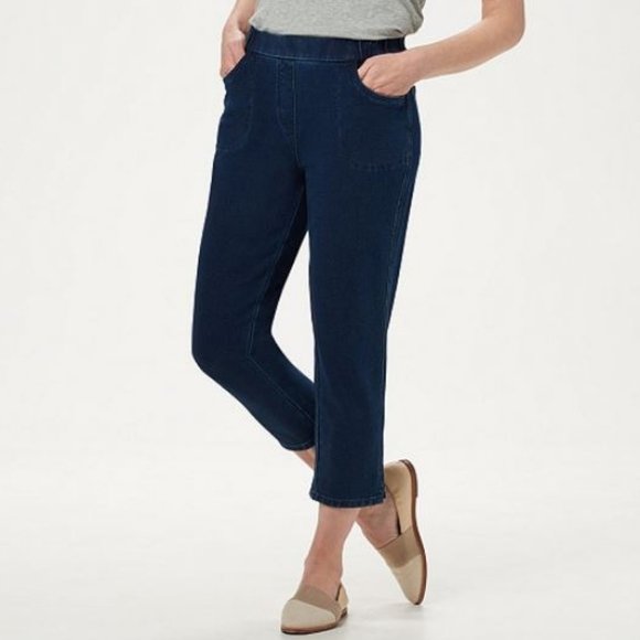 Quacker Factory Denim - Quacker Factory Pull-On Straight Leg Crop Pants